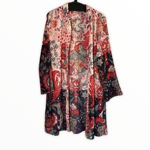 jorja 
Floral Red and Black Women's Kimono